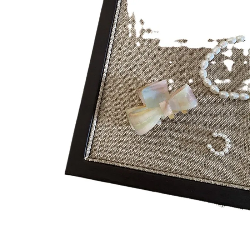 Korean Acetate Hair Claw Clip - Small Love Bow Princess Hairpin, Women's Side Bangs Clip, Elegant Non-Slip Grip Hair Accessory