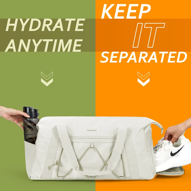 GoVivo Gym Duffle Bag With Shoe Compartment & Wet Pocket - Water Resistant Weekender, Lightweight Carry-On For Women