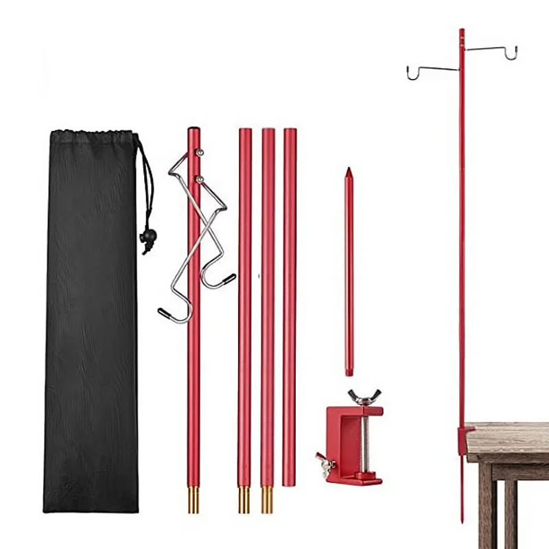 Outdoor Camping Hiking Aluminum Alloy Foldable Lamp Post Pole Portable