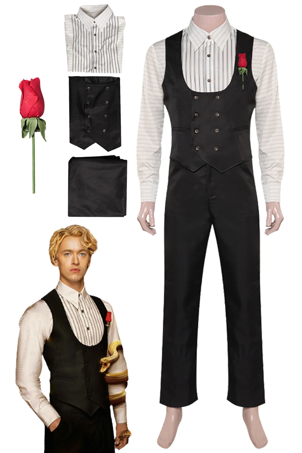 Coriolanus Snow Cosplay Fantasy 2023 Movie Hunger Cos Game Songbirds Snake Ballad Halloween Carnival Suit For Men Maschio Adult