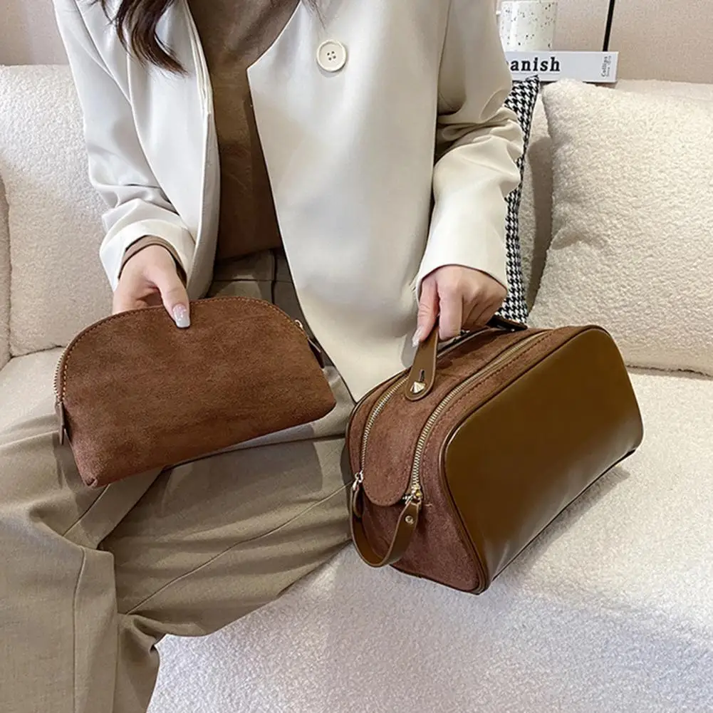 

Large Capacity Handbag Solid Color Vintage Style Lightweight Modern Design Good-looking Multifunctional Storage Bag Gift
