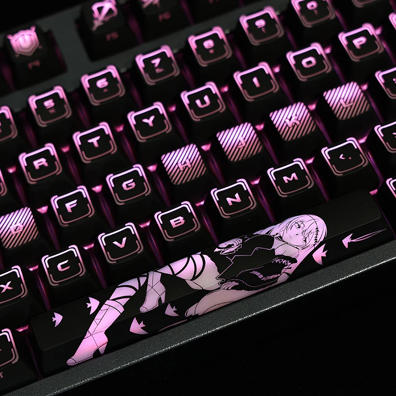Arknights Skadi 테마 스타일 애니메이션 게임 백라이트 PC 코팅 키캡 RGB 조명, MX 스위치 DIY 기계식 키보드, 104 키/세트