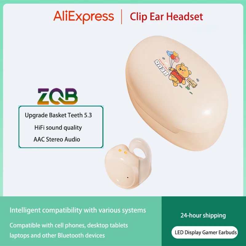 

ZQB G85 Clip Ear Headset bone conduction headphones Sports Wireless Headphones V5.3 Hifi Noise Cancelling touch control with Mic