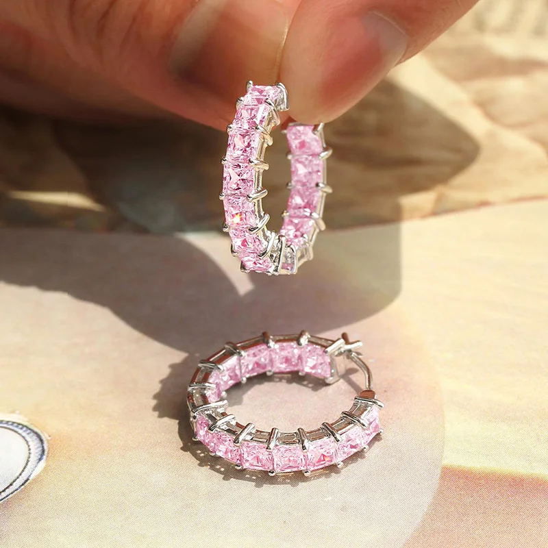 YAZILIND Orecchino lungo da donna Geometrico Cubic Zirconia Orecchini di lusso Signore Ragazze Personalità Festa di compleanno Gioielli (bianco