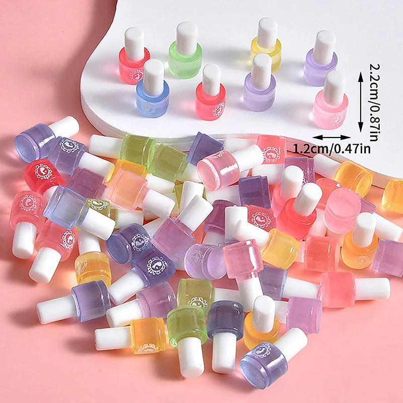 Luminous Thermal Resin nail polish bottle charms Polish Varnish Soak Off UV Gel All for manicure DIY 5Pcs resin toy accessories