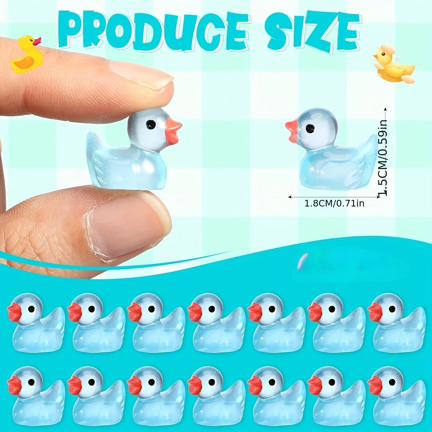 100pcs Glow-in-the-Dark Mini Resin blue Ducks Luminous DIY Craft Decorations for Aquariums Garden Landscapes Holiday Party Decor 6