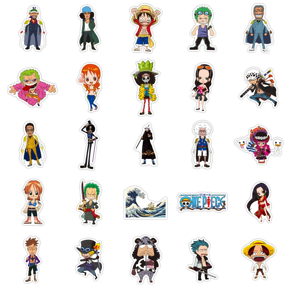 100pcs/Set ONE PIECE Anime Cartoon Stickers Decal For Luggage Notebook Helmet Decal Computer Refrigerator Skateboard Trunk 6
