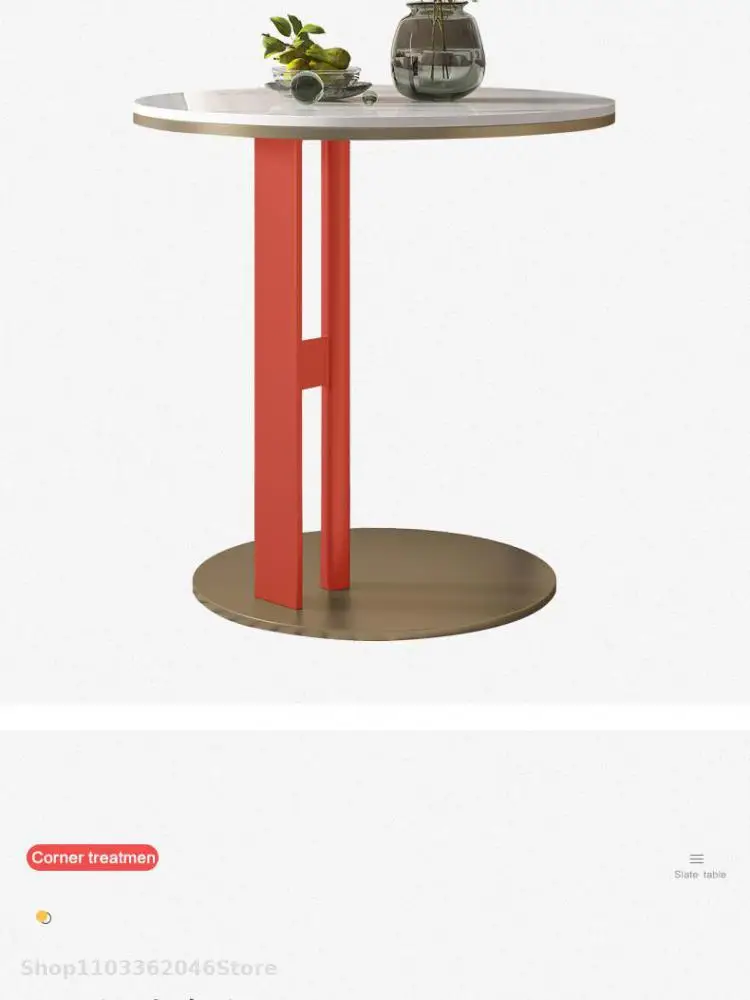 Light Luxury Rock Board Side Table Small Coffee Table Sofa Corner Modern Simple Balcony Tea Small Round