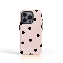 Stylish Polka Dots Pattern Phone Case - 2 - in - 1 Tough Glossy Design - iPhone 12 Mini (Black)