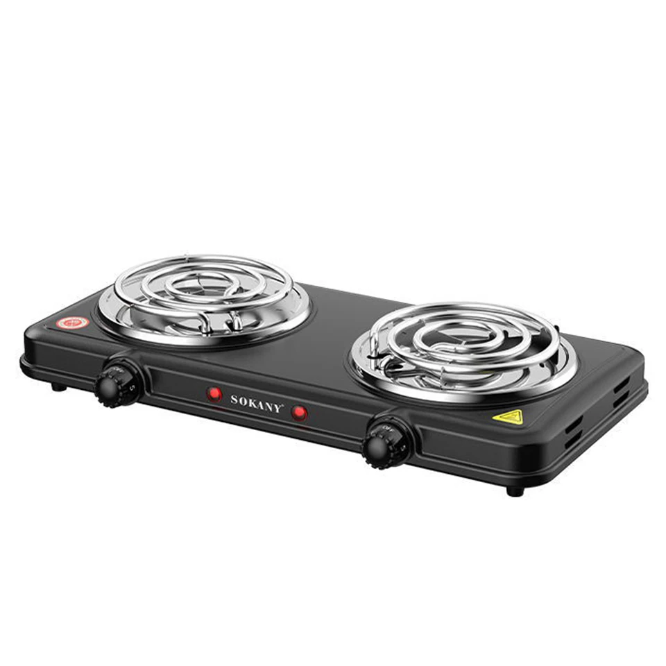 SK5110 Home Kitchen Tabletop Two Burner Electric Stove Cooktop Coil Hot  Plate Cooker Portable 2KW - AliExpress