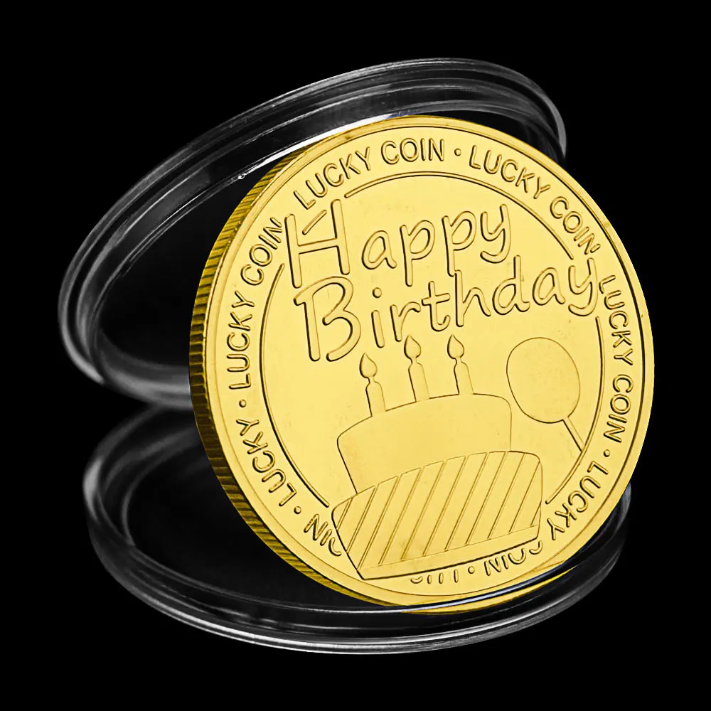 Happy Birthday Lucky Coin Creative Gift Collectible Gold Plated Souvenir Coin Happy Birthday Collection Commemorative Coin Gift