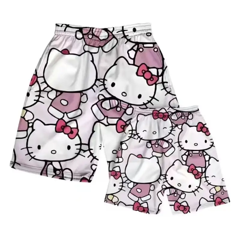 Kawai Sanrio cartoon picture Hello Kitty shorts for men and women summer loose Joker home ins casual beach pants for men