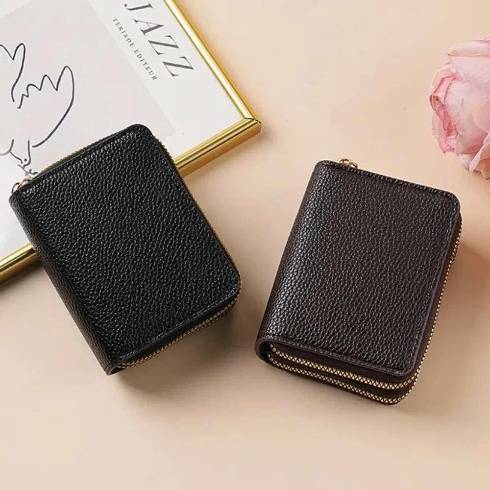 Stilvolle Damen-Geldbörse mit Kartenhalter, doppellagiger Reißverschluss, multifunktional, kompaktes Design für Karten und Bargeld, kleiner tragbarer Organizer – Detail 10