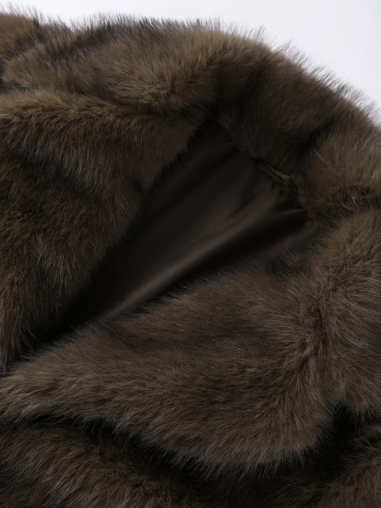 Revers Pelzigen Oversize Faux Pelzmantel Frauen Vintage drehen-unten Kragen Langarm Lose Anliegende Kurze Mäntel Mode Damen oberbekleidung – Detail 23
