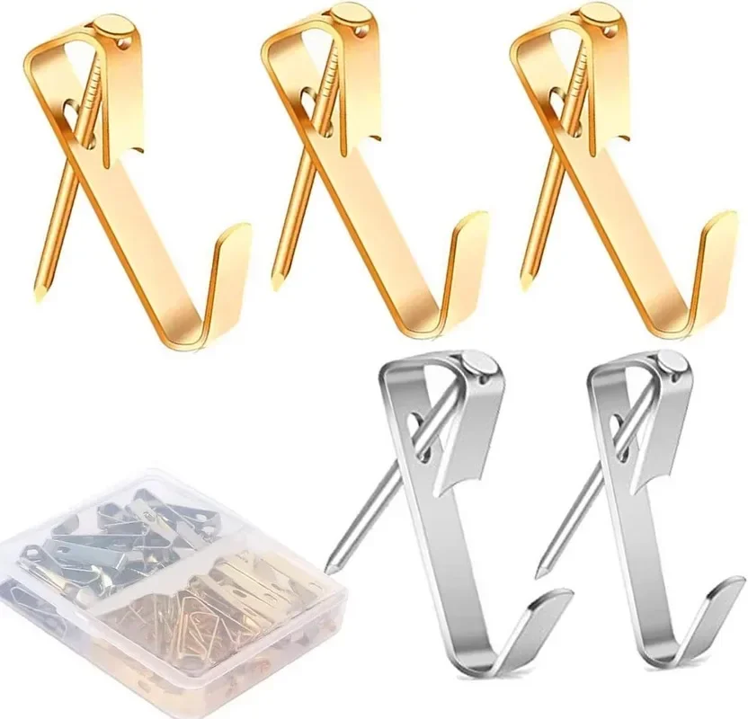 Wall Hooks 80pcs Metal Picture Hooks for Nailing Painting Frame Hanger Hard Wood Solid Wall Hook Photo Hanging Tool Wall Picture Holder
