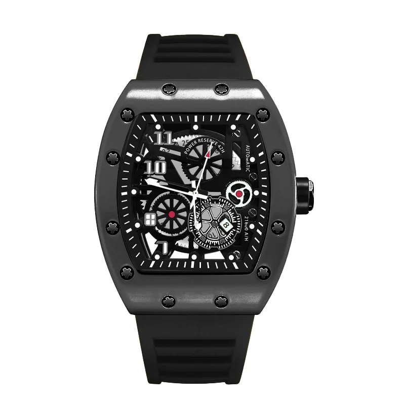 Men's Watch Sports Brand Fashion Trend Fully Automatic Quartz Wristwatch Hollow Waterproof Black Warrior Male Clock Watches - 4
