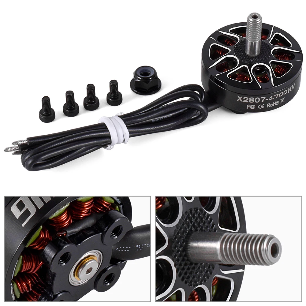 S616f1548a2f94cfbad503ba24b2a3e8et 9IMOD Brushless Motor X2807 X2812 900KV/1115KV/1300/1500/1700KV 2-6S 4mm Bearing Shaft Motor for RC FPV Racing Drone Multicopter