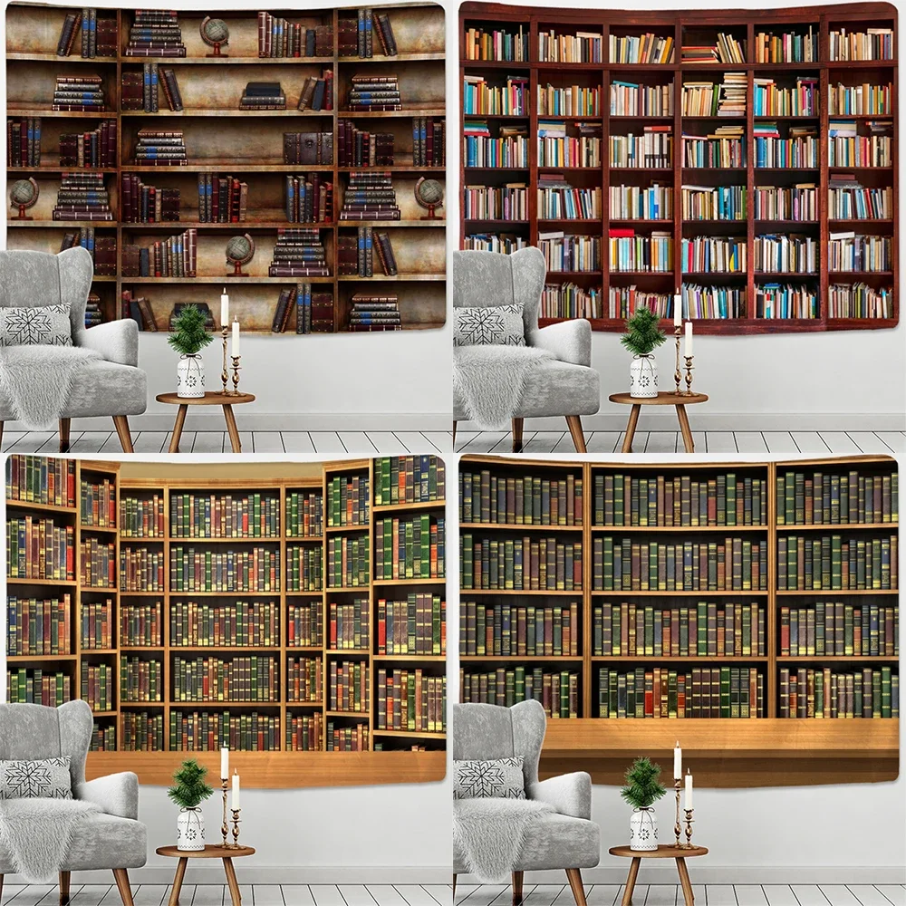 Tapestry retro Magic bookcase tapestry Mysterious library tapestries wall hanging art throw bedroom living room home