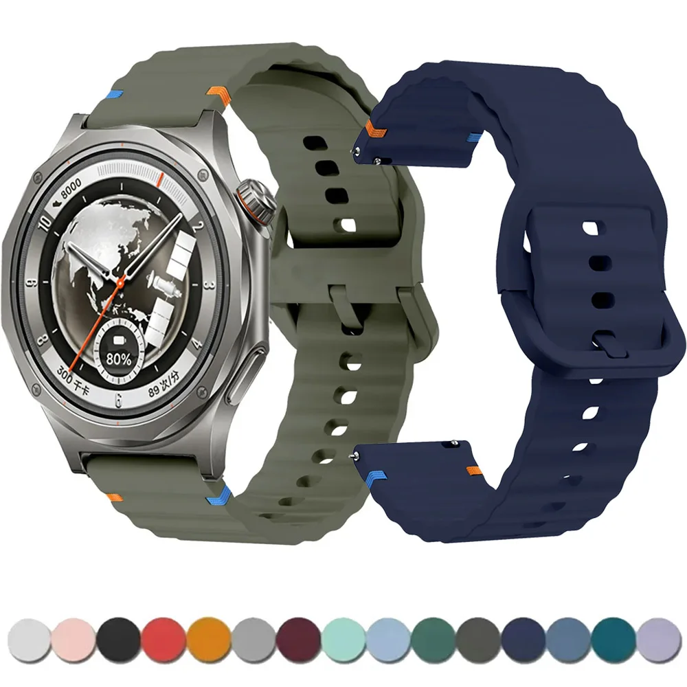 Universal Wave Silicone Strap - 18/20/22mm Adjustable Wristband in Multiple Colors