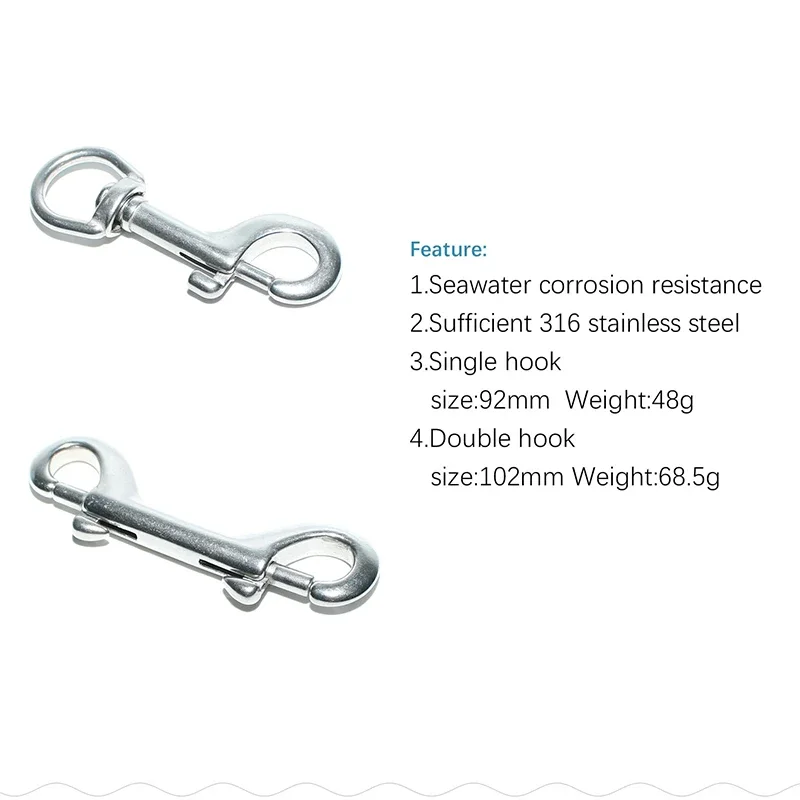 Double Ended Parafuso Snap Hook d Snap Key Ring Mosquetão Titular Singel Ganchos Acessório de Segurança Mergulho Exterior Aço Inoxidável 316 - Image 3