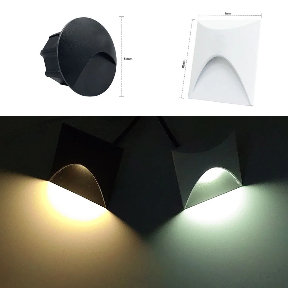 Outdoor Led Stair Step Light 3W Waterproof Recessed Wall Corner Lamp For Home Landscape Pathway Stairway Garden Yard Footlight led wall lamp,wall light