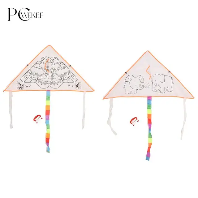 DIY Graffiti Kite Blank Triangle Kite Nylon Outdoor Kites Can Be Painted Flying Toys For Children Kids With 30m Lines 1