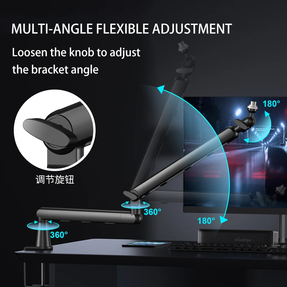 마이크 암, AK-55 데스크 로우 프로파일 금속 조절식 마이크 붐 암 스탠드, 블루예티, 스노우볼 아이스, 하이퍼엑스 쿼드캐스트, 솔로캐스트용