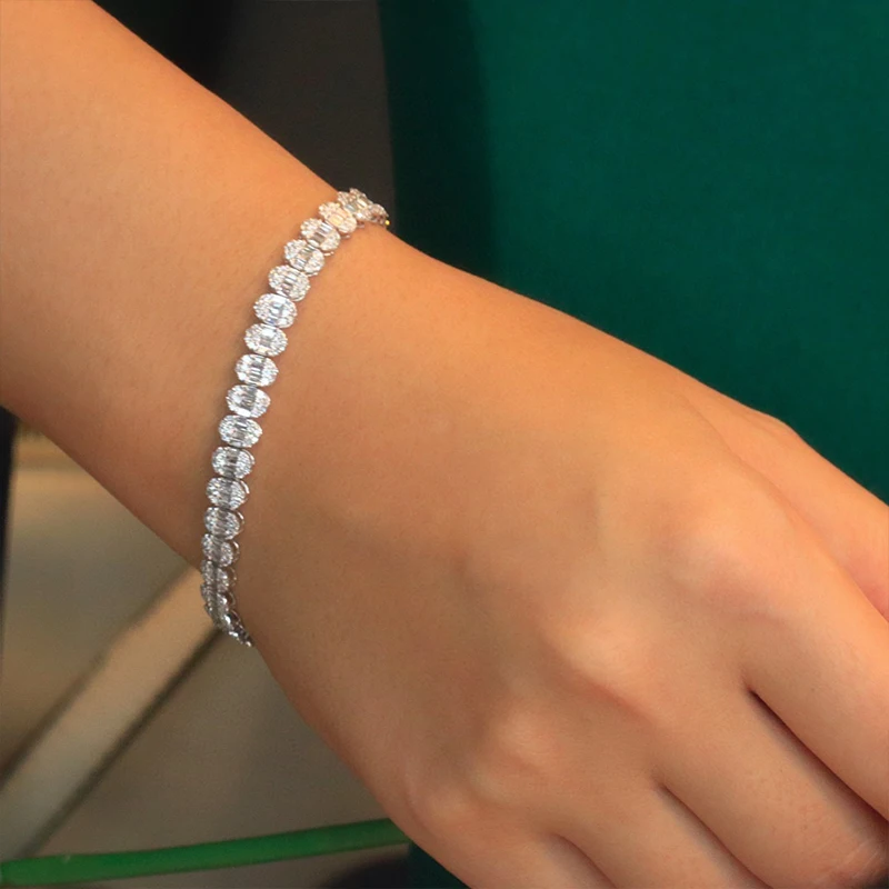 S616fa88fb3694eaeb3e53286a529ef58t Aazuo 18K Premium Jewelry White Gold Natural Diamond 3.5ct Oval Shape Bracelet For Woman Upscale Trendy Wedding Engagement Party