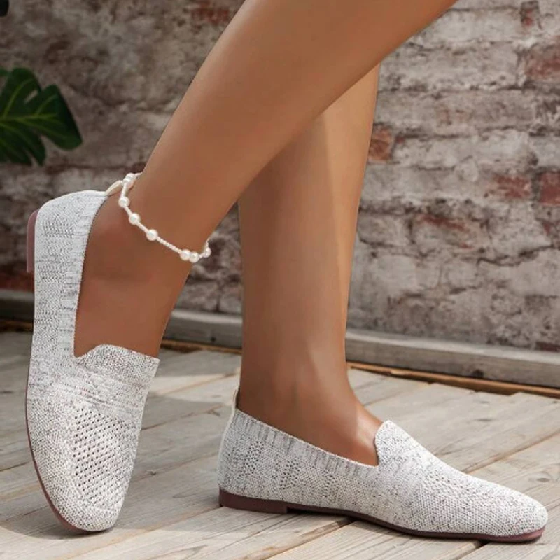 Large Size Square Toe Flat Single Shoes Women's Non-slip Breathable Sneakers Fashion Simple Women's Wedges