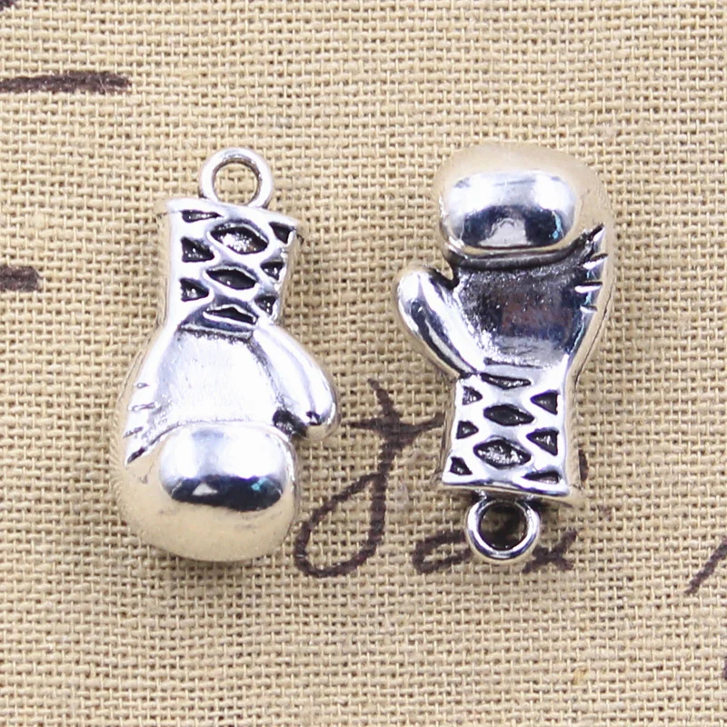 3 stücke Charms 3D Boxing Handschuh Faust 28x15x13mm Antike Silber Farbe Anhänger DIY Handwerk Machen erkenntnisse Handmade Tibetischen Schmuck