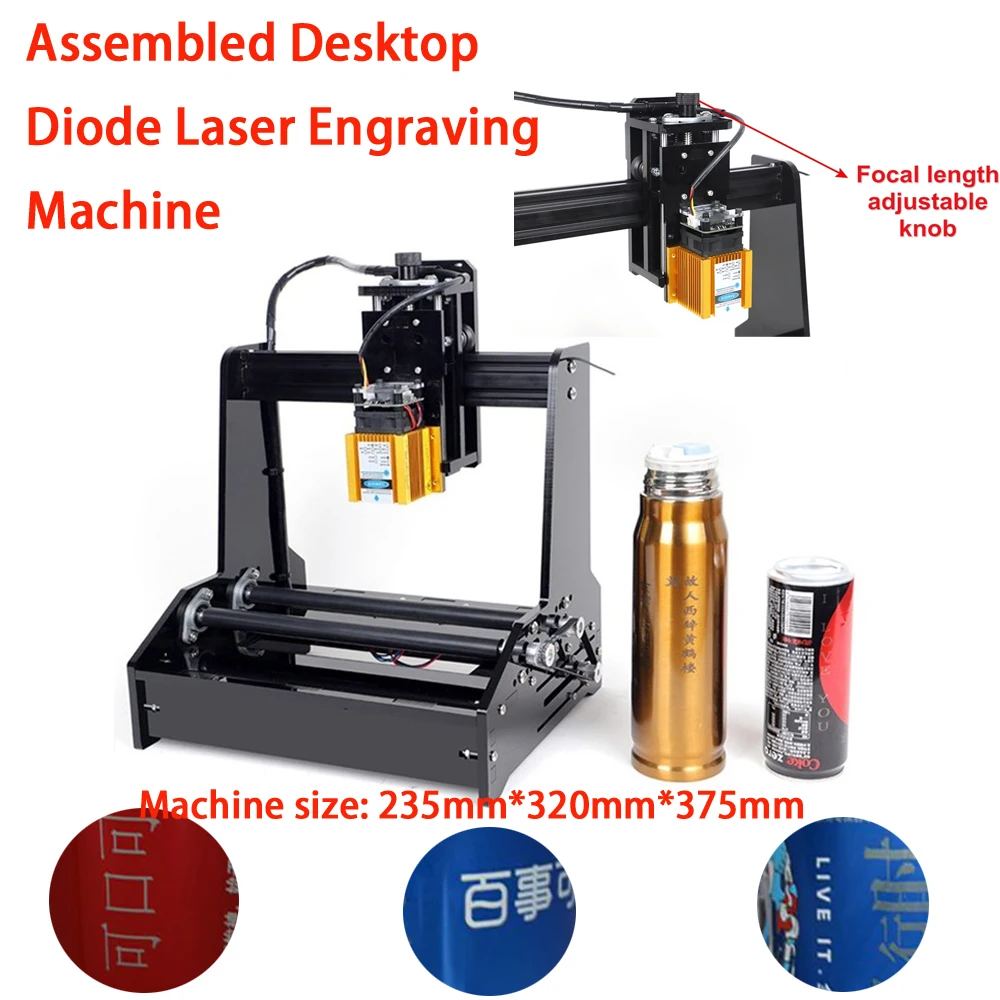 

Assembled Diode Laser Engraving Machine Cans Stainless Steel Wood Cylinder Carving Engraver Superpower 15000MW 15W