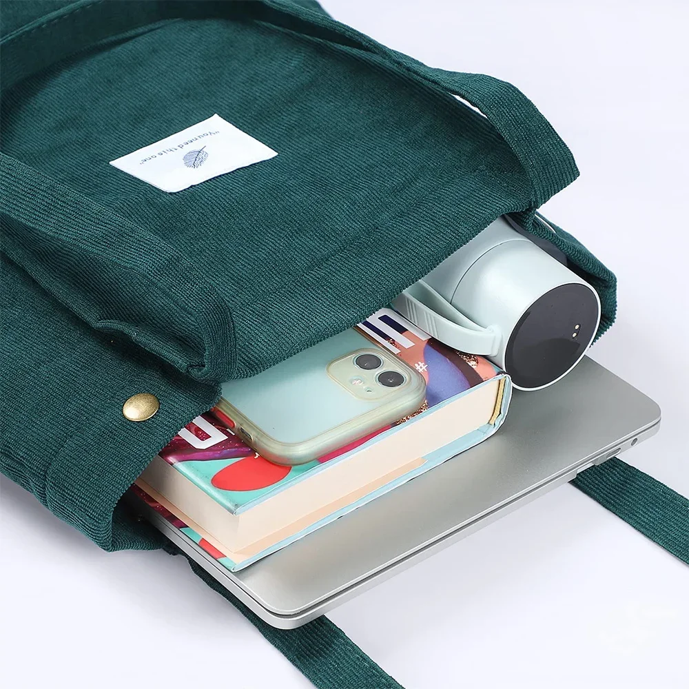Luxury Bag Woman New Corduroy Canvas Bag Girl Travel Party Organizer with Button Handbag Fashion Outdoor Leisure Shopping