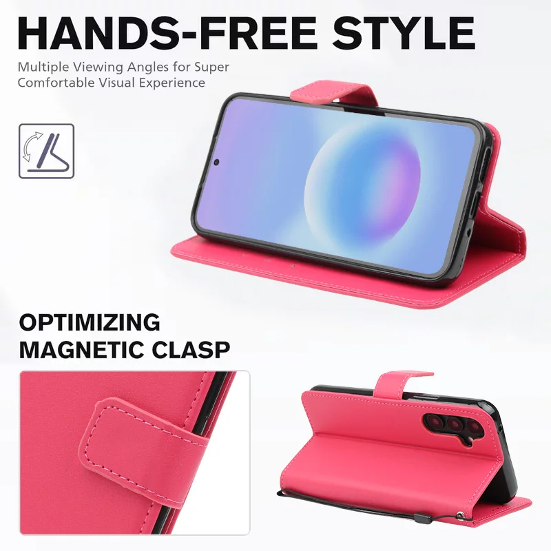 Luxury Leather Flip Wallet Phone Case with Card Holder and Holster