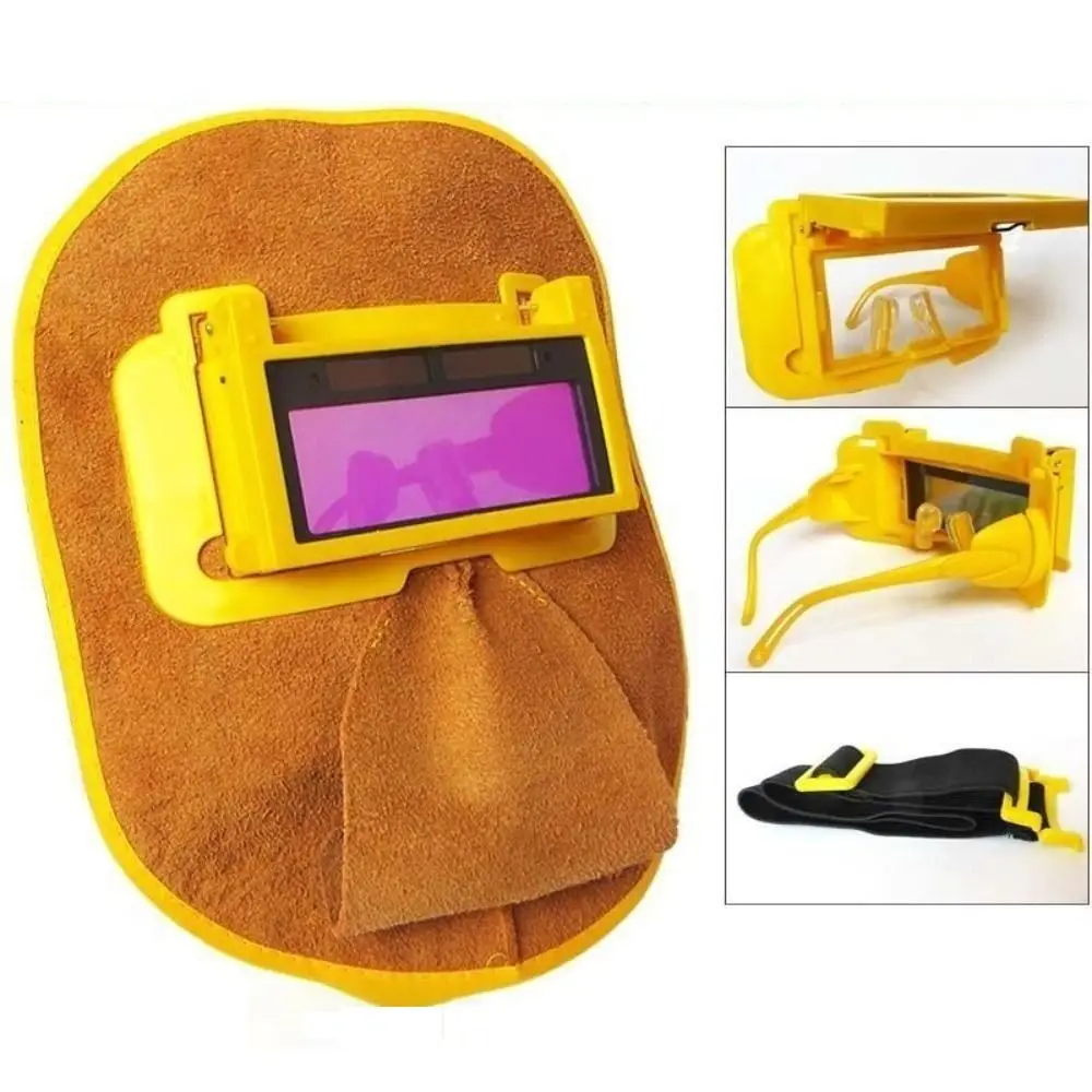 

Шлем сварочный из воловьей кожи, с автоматическим затемнением, на солнечной батарее, желтая воздухопроницаемая