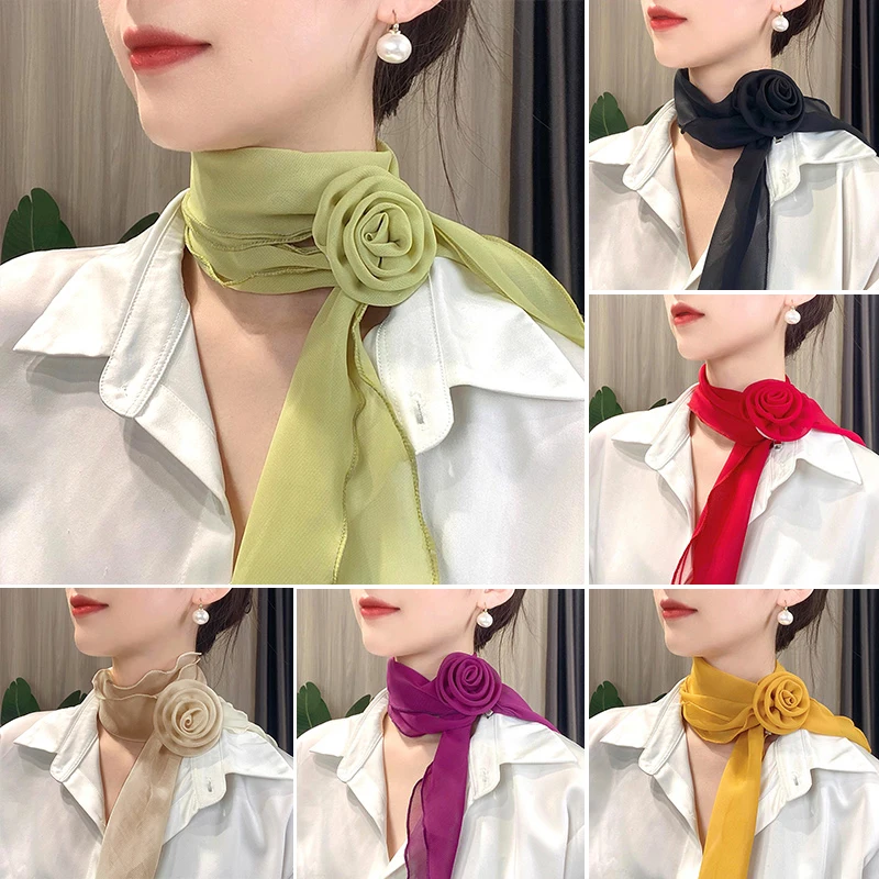 

Mesh Thin Gauze Breathable Thin Scarf For Women Rose Decoration Long Scarf Parties Clothing Accessories Gifts Girls