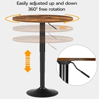 Bar Table, Height-Adjustable Round Pub Table 27-35.4 Inches, Cocktail Table with Sturdy Base, Modern Style 4