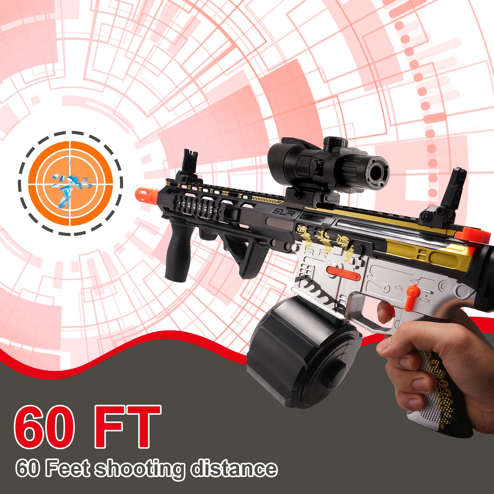 M416 High Speed Electric Gel Balls Gun Toys,Automatic&Manual Dual Modes Water Bullets Blaster,Perfect for Outdoor Games/Gifts 6