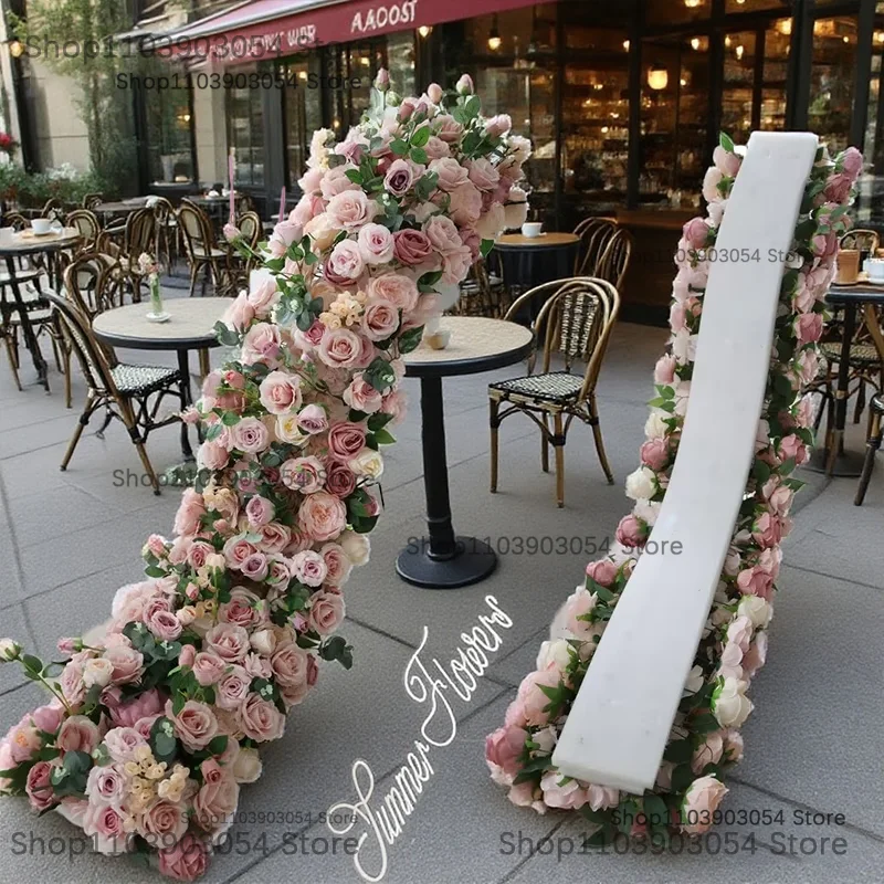 5D Luxury Artificial Flowers Wedding Decoration Table Long Runner Flower Row Floral Backdrop Arrangement Wall Arch Decor props