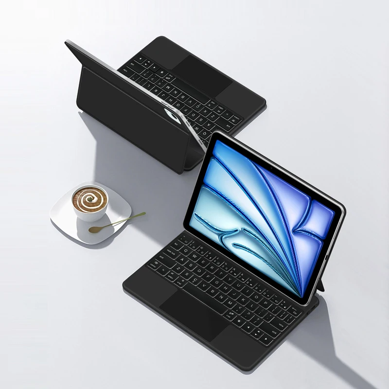 Huwei-teclado Mágico para o Novo Ipad Air Suporte Ajustável Luz de Fundo Touchpad Teclado Multilíngue Air 11 Air 11 2024 - Imagem 4