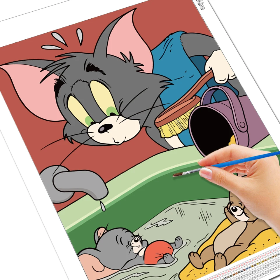 HEROCROSS Tom And Jerry Paint By Numbers Animal With Frame Adult Painting Cartoon  Drawing Kits Cat Mouse Handpainted Gift - AliExpress