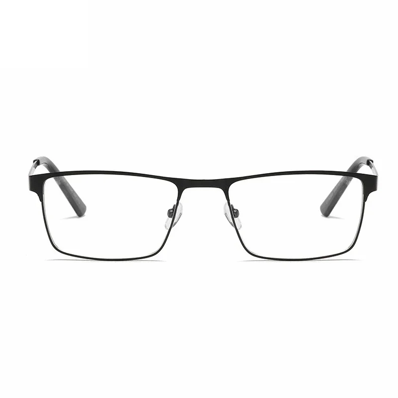 Reading Glasses Men Square Metal Frame Spring Leg Elderly Presbyopia Blue Light Blocking Eye Protection