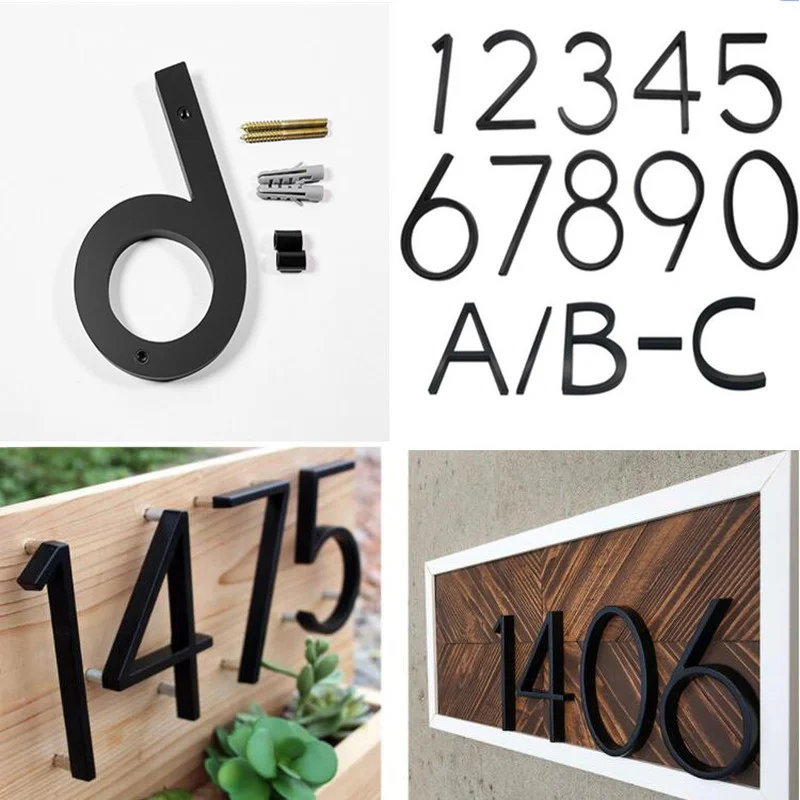 125mmFloatingsignHouseNumberLettersBigBlackModernDoorAlphabet
