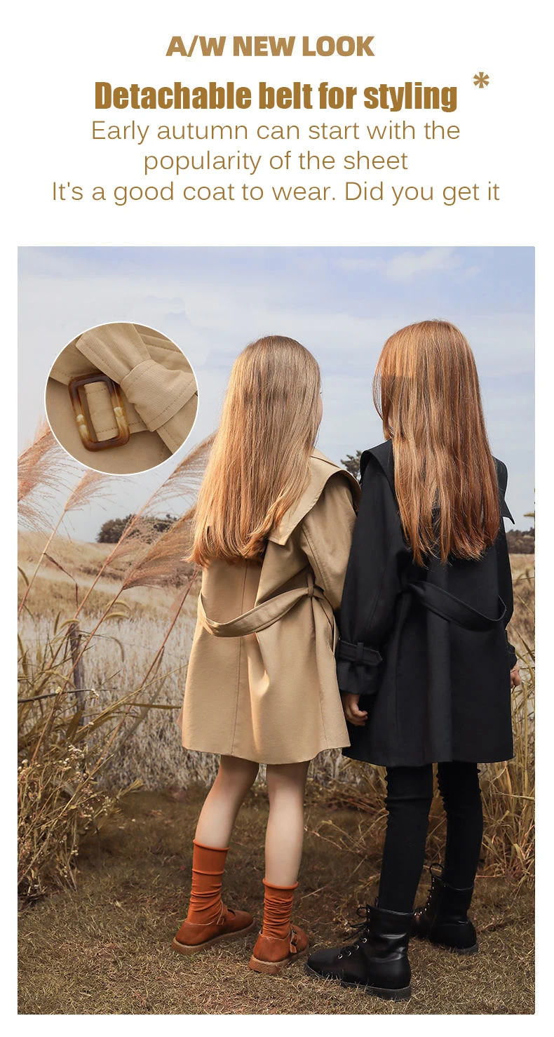 big fur coat Children's Clothing Girls Windbreaker New Children's Casual Children's Mid-length Spring And Autumn Coat Solid Color Top cloak jacket