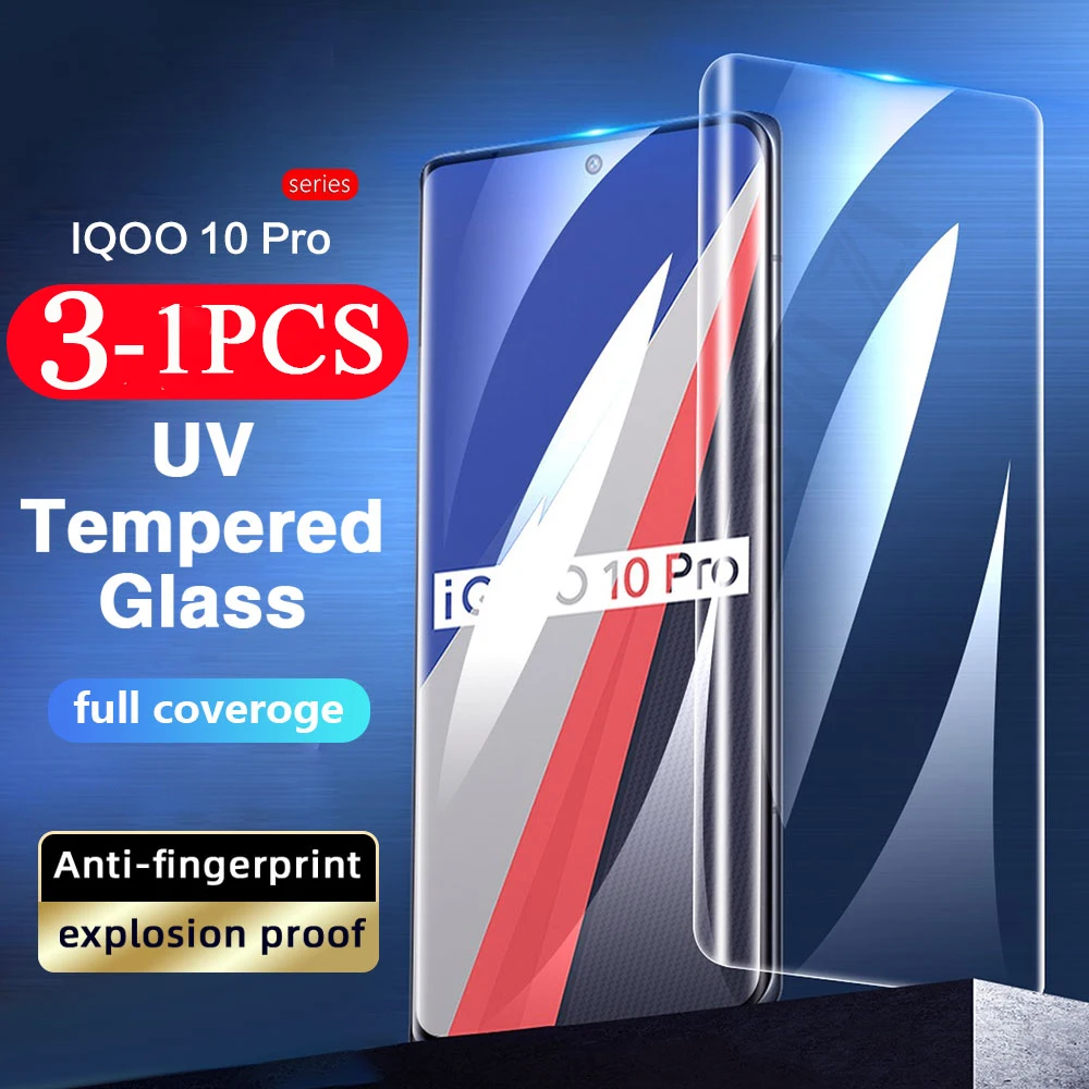 

3/2/1Pcs 9D UV Tempered glass For vivo iQOO 11 10 9 8 5 x50 pro screen protector phone protective Film full coverage smartphone