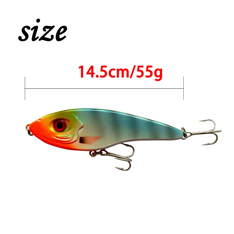 1 PCS Big VIB Fishing Lure Hard 145mm  55g 10 Colors  Slow Sinking VIB Fishing lures Pike Muskies Wobblers For Topmouth Culter