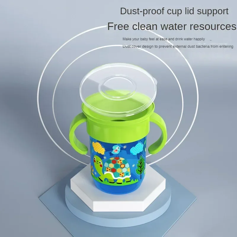 Drinking Cup 360 Rotated Cartoon Baby Learning Drinking Cup with Double Handle Flip Lid Leakproof Infants Water Cups Bottle BPA Free with Lid drinking cup water cup feeding cup