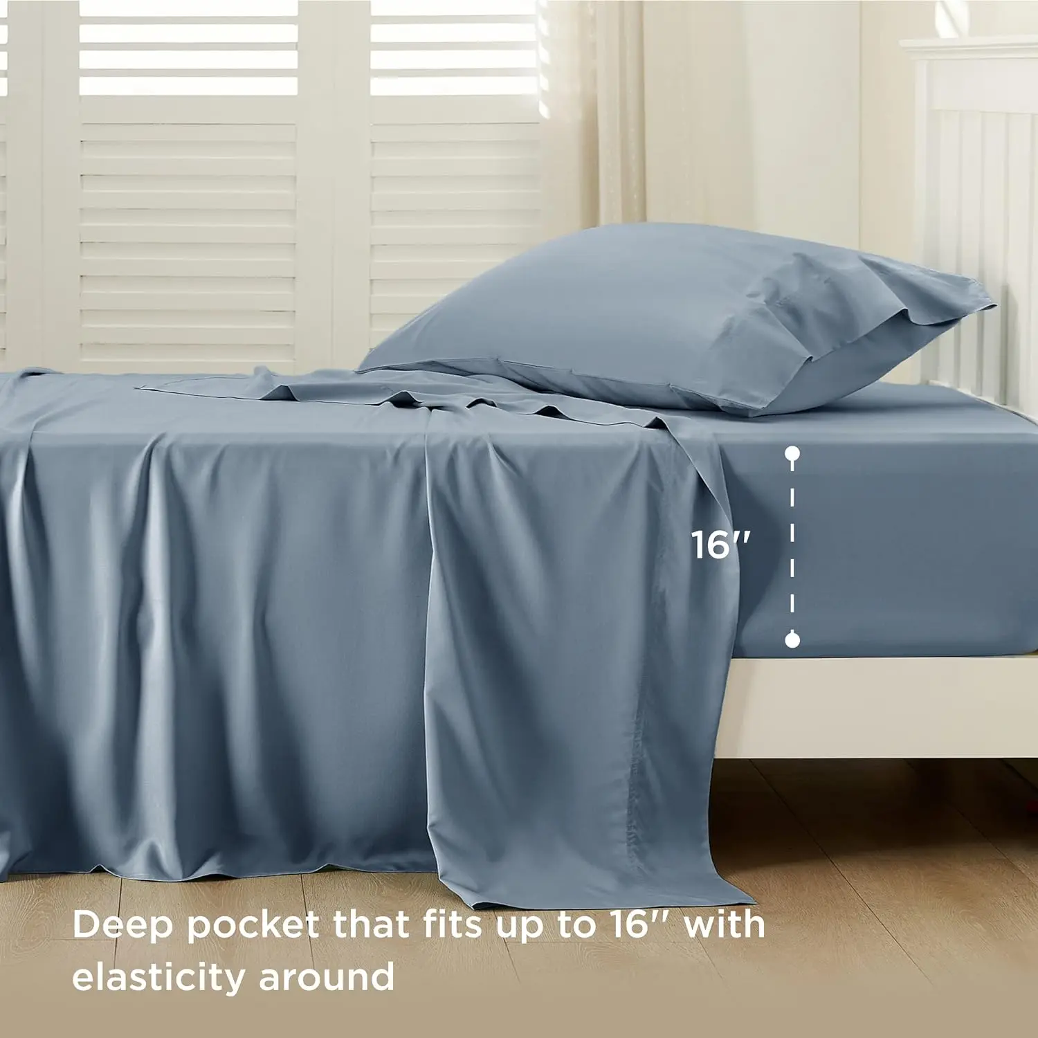 Bedsure cooling sheet set, Rayon Derived from Bamboo, Deep Pocket Up to 16", Breathable & Soft, Hotel Luxury Silky Bedding Sheet - Image 5