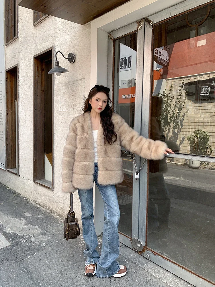 Fluffy Faux Fur Coat for Women Warm Winter Clothes Female Overcoat Plush Jacket Short Faux Fur Jacket Outerwear2023