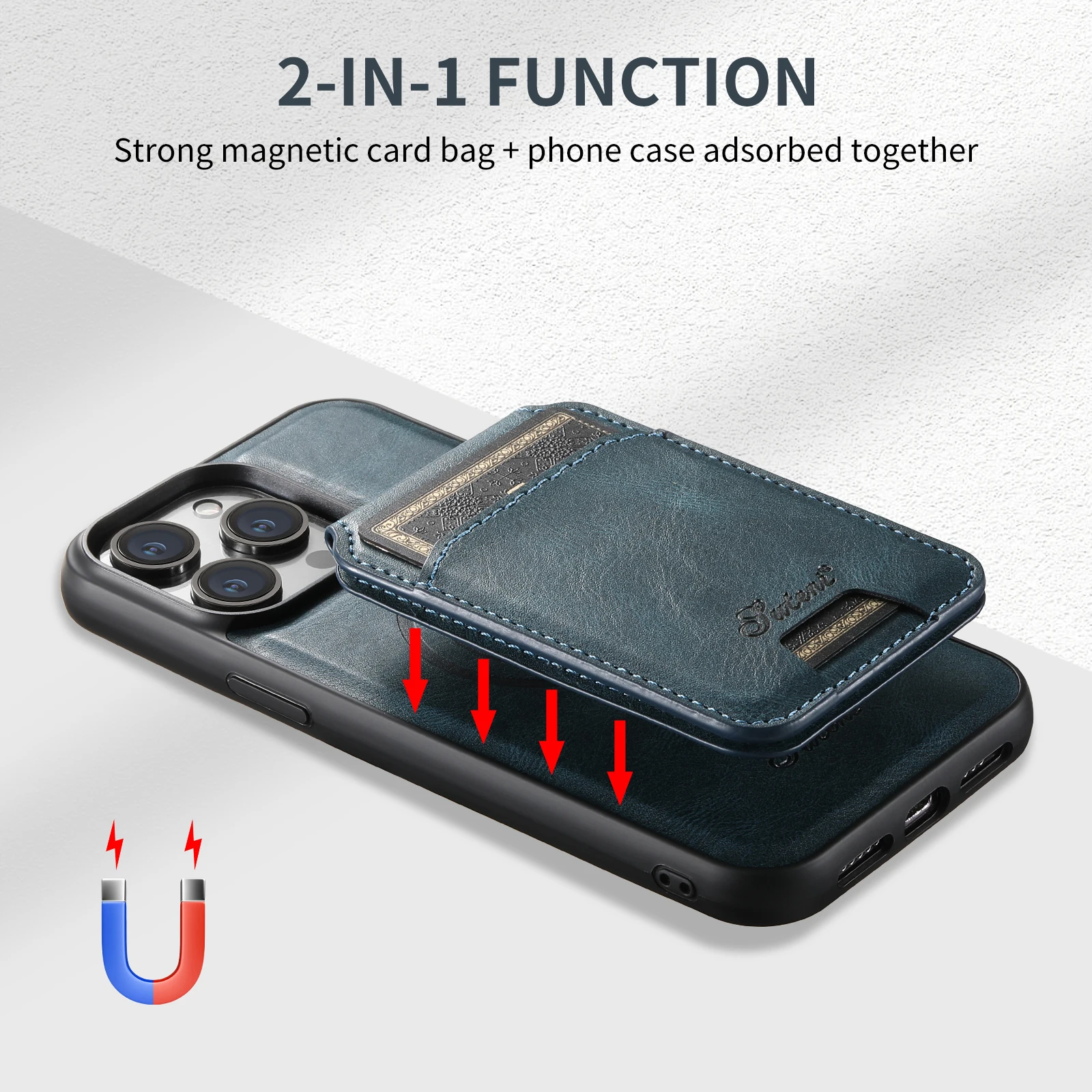 SUTENI Luxury 2IN1 Detachable Wallet Phone Case Card Holder Leather  Magnetic Pocket Cover For iPhone 12 13 14 15 16 Pro Max Plus - AliExpress