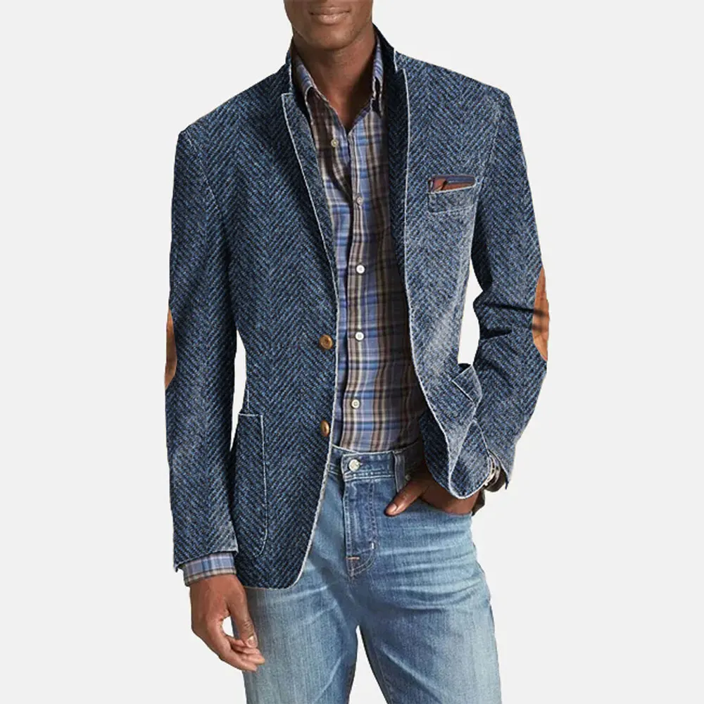 2024 Fashion Men's Blazer Embroidery Mesh Patchwork Lapel Long Sleeve  Patchwork Notch Lapel Single Breasted Pockets Blazer